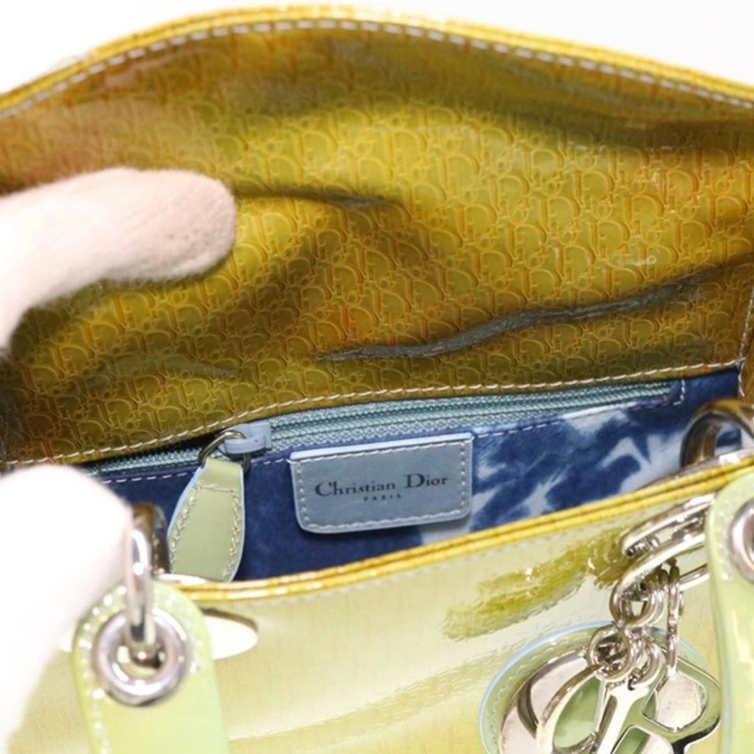 Dior Christian Dior Lady Dior Patent Leather Trotter Embossed Bag with Strap and Card