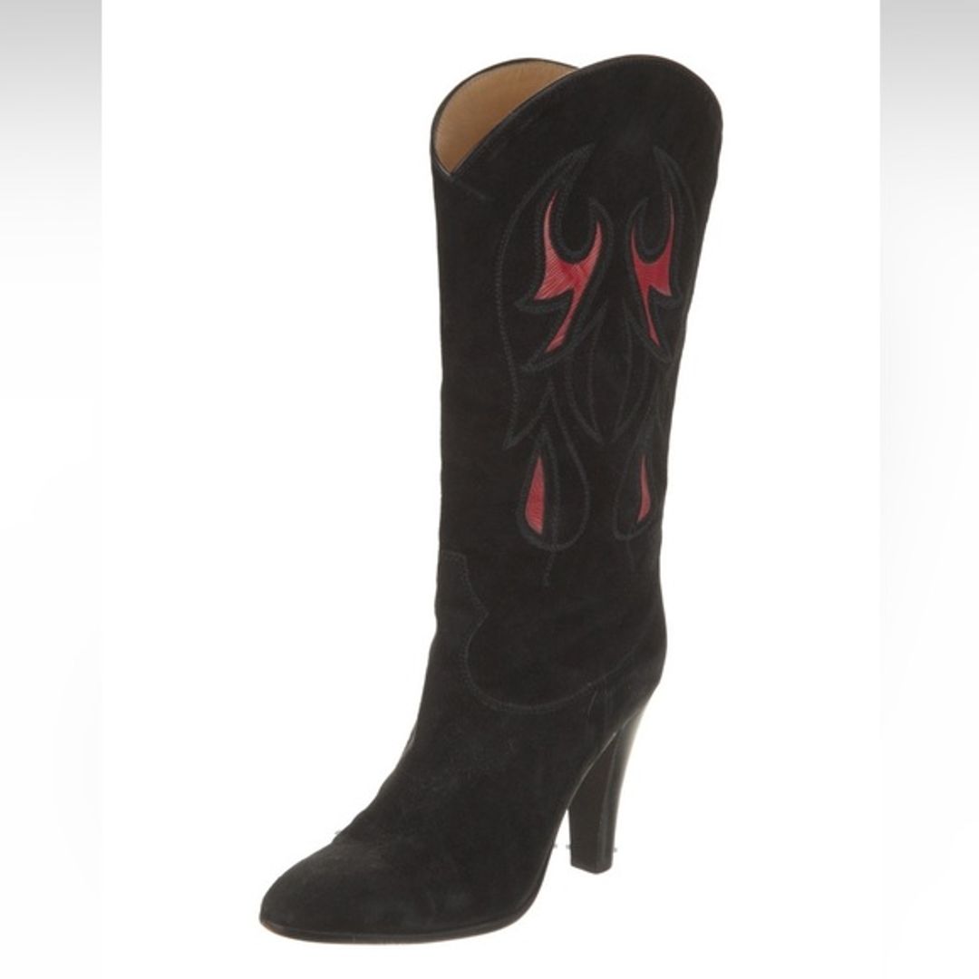 Sergio Rossi Suede Printed Western Boots