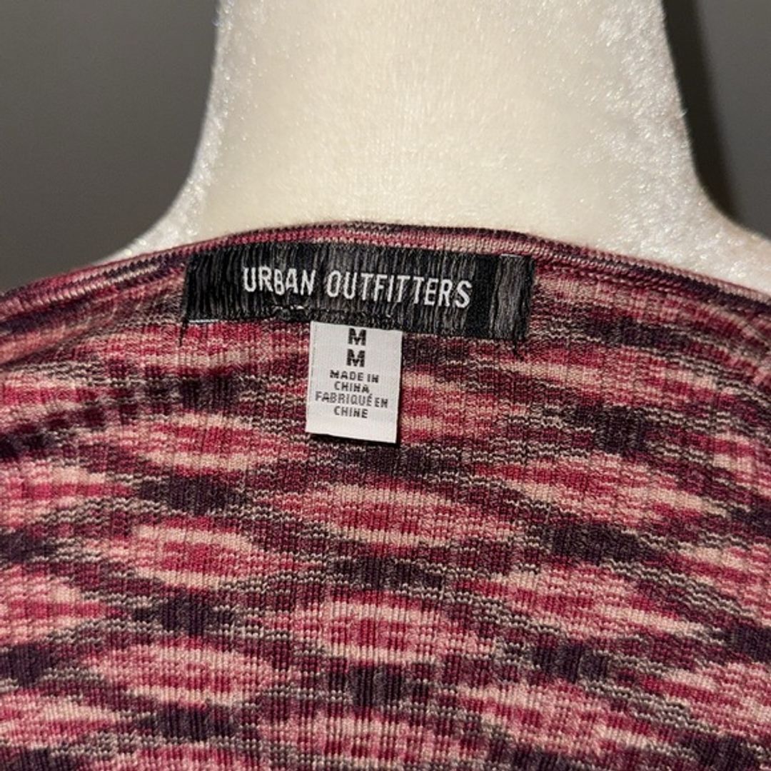 Urban Outfitters Red Ribbed Long Sleeve Bodysuit