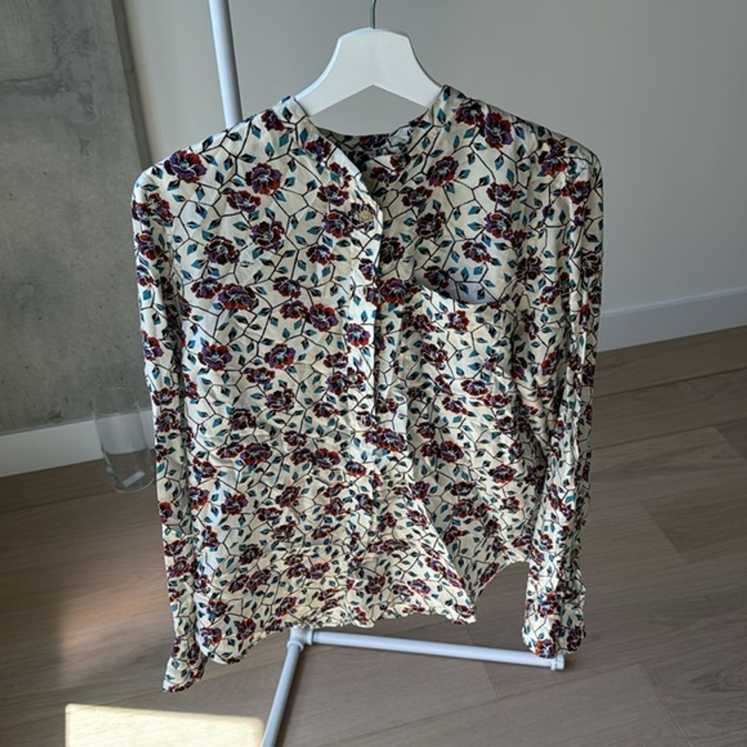 Ryton Floral-print Silk-habotai Top In Beige Print