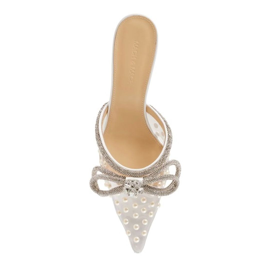 MACH & MACH 65 MM DOUBLE BOW PEARL EMBELLISHED PVC MULES #2