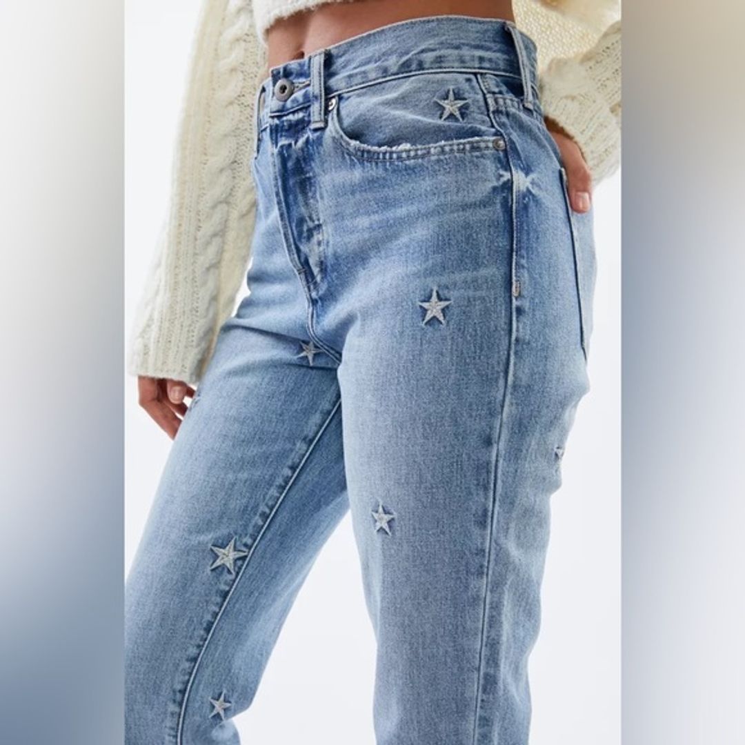 Charlie Straight Leg Jeans with Star Embroidery