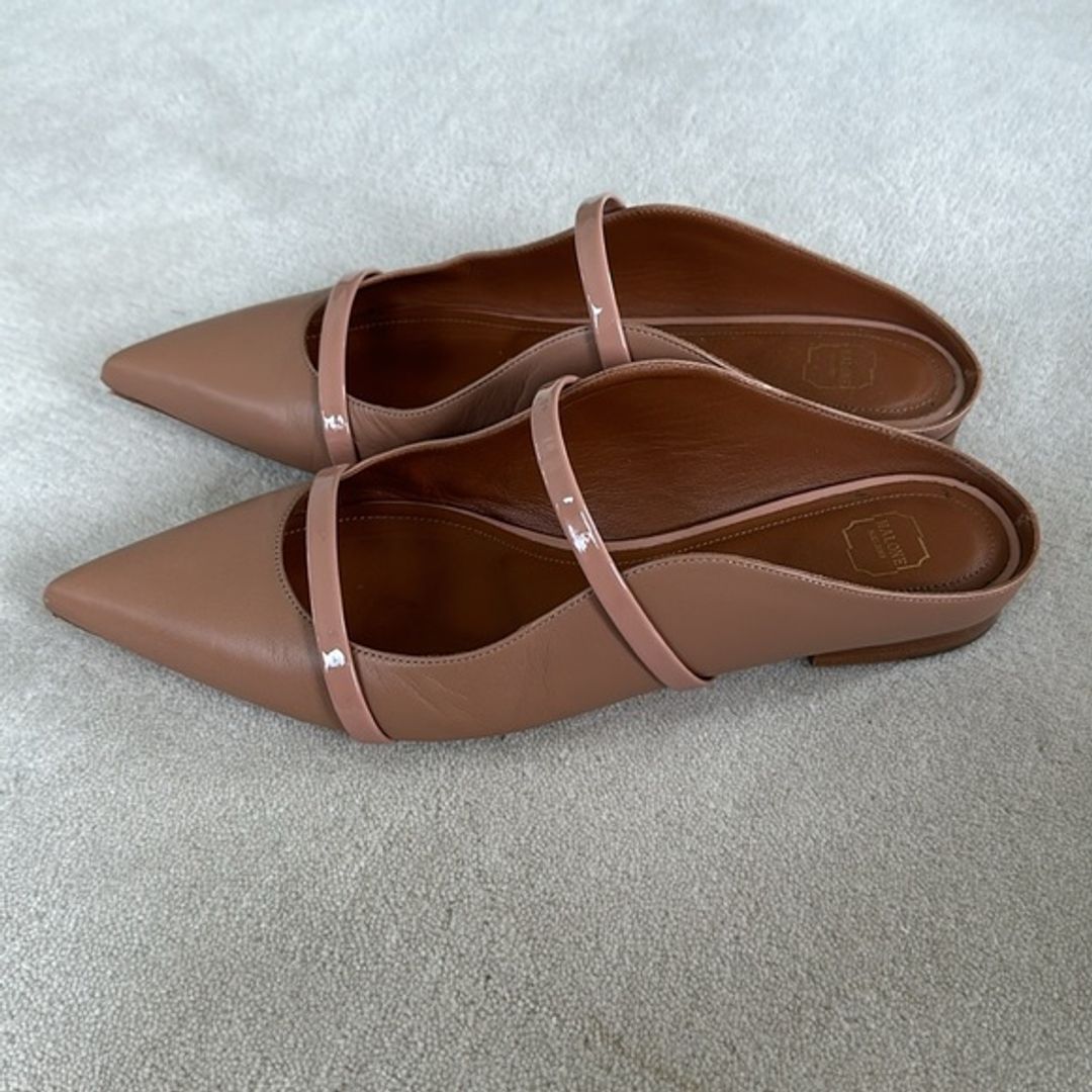 Maureen Flat - Nude Leather Flat Mule