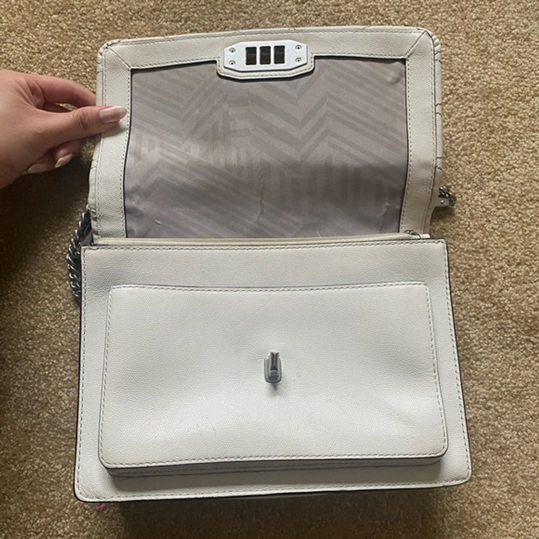 Rebecca Minkoff Je t’aime Medium White Crossbody Bag (Silver)