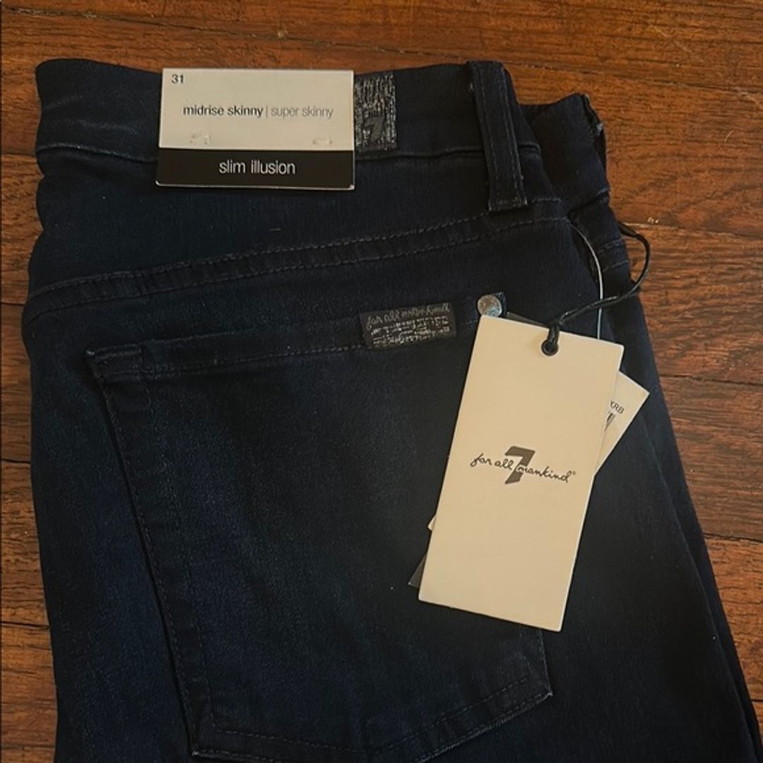 NWT 7 For All Mankind Blue Skinny Jeans Slim Illusion