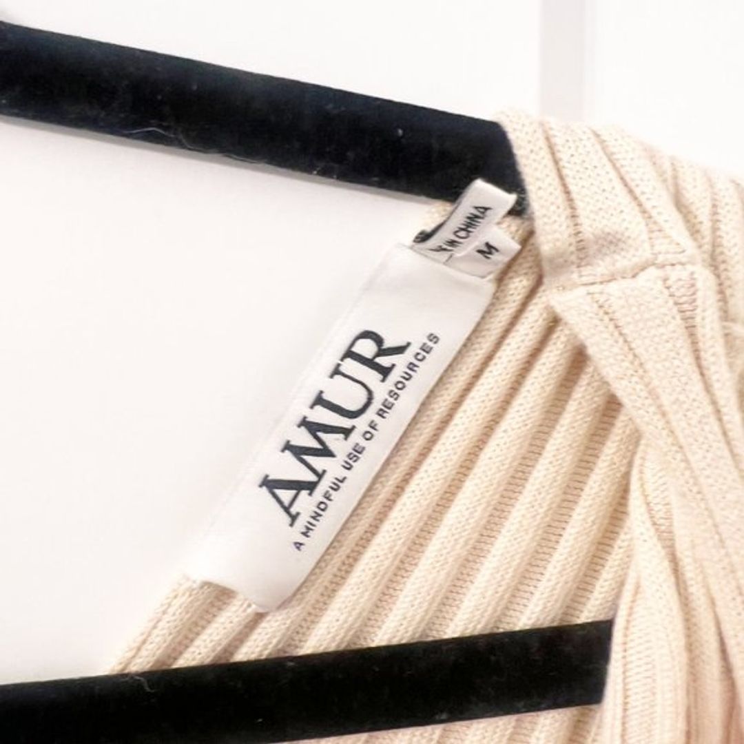 Amur Fawn Rib-Knit V-Neck Midi Dress