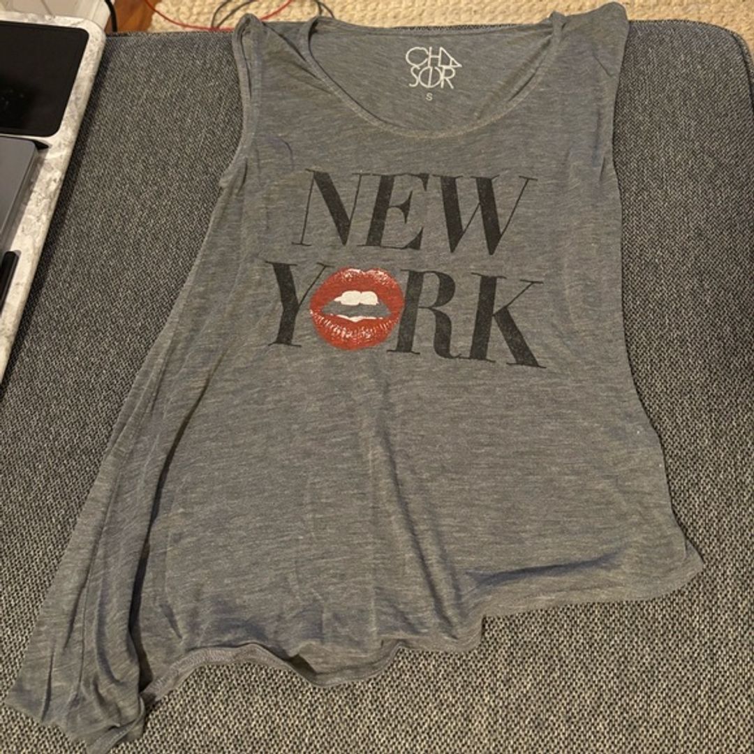 Chaser Asymmetrical Cotton Tank with New York Graphic