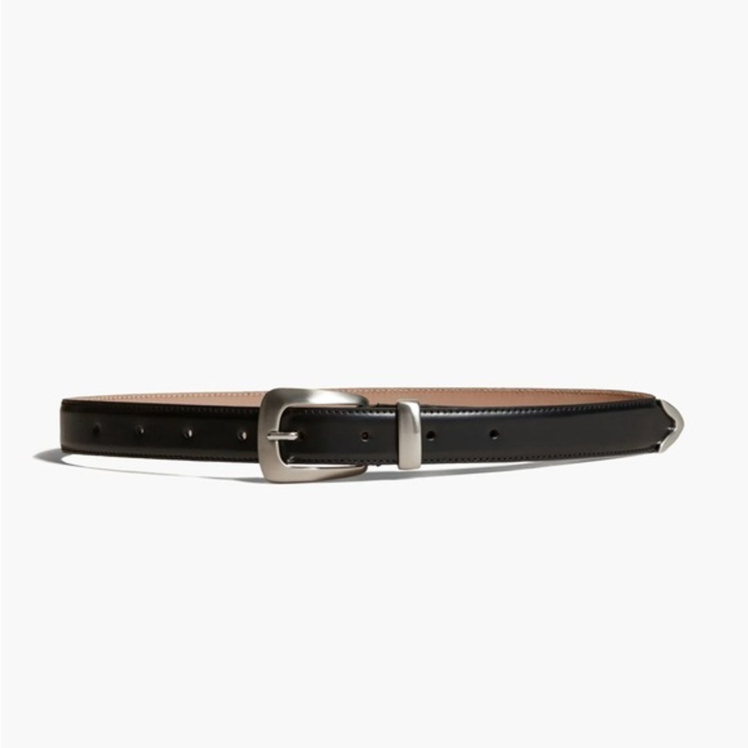 Benny Belt in Black Leather with Silver
