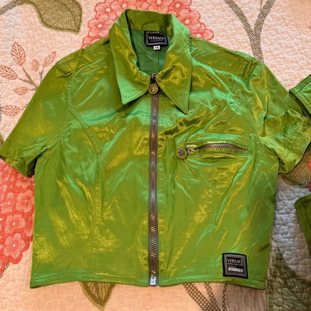 Versace Vintage Lime Green Top and Short-Sleeve Jacket