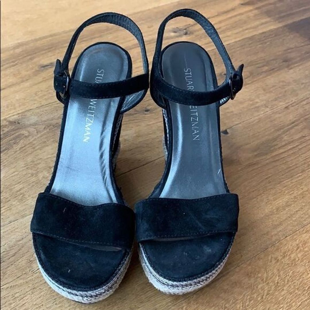 Striped rope wedge sandals