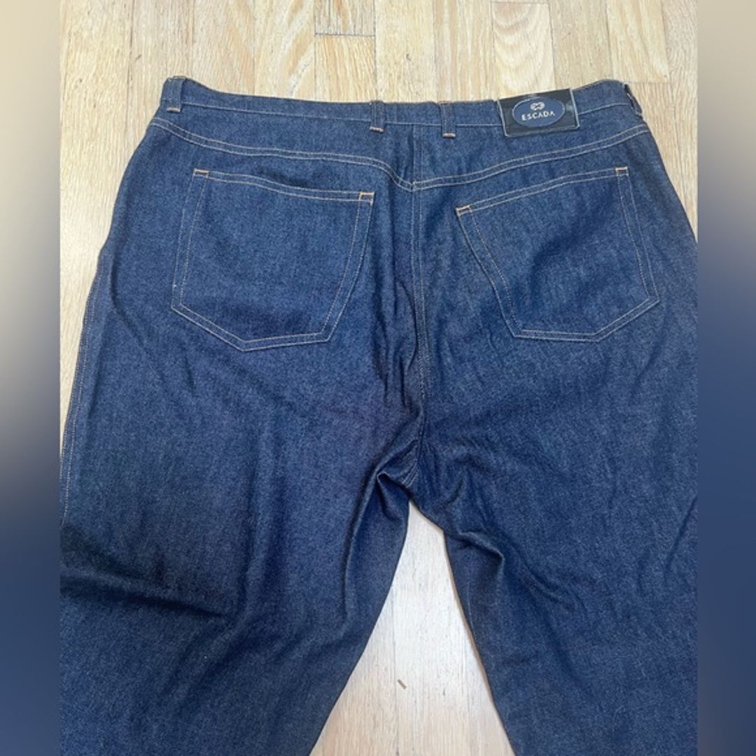 Escada Indigo Denim Jeans with Beading and Embroidery