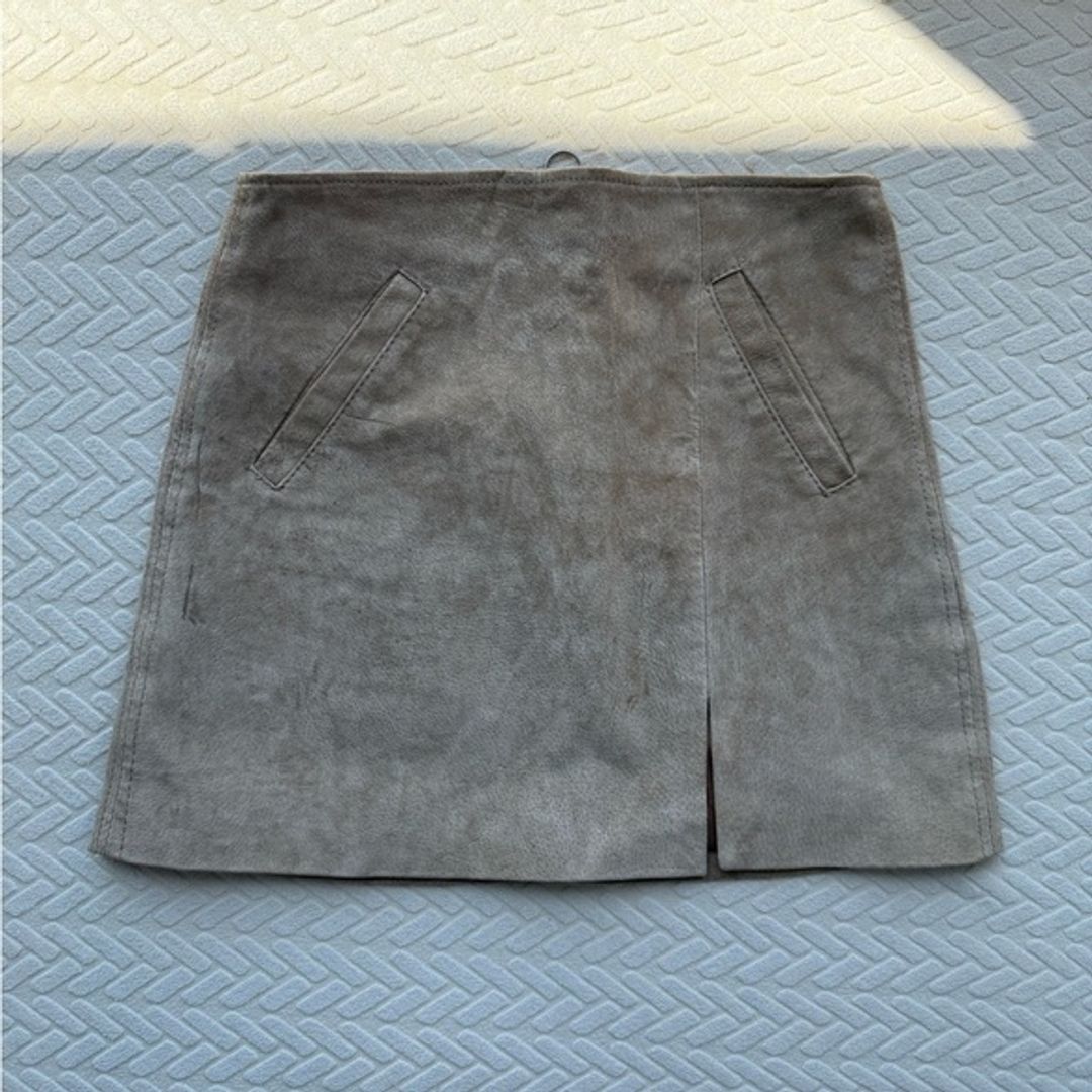 Tan suede mini skirt with slit