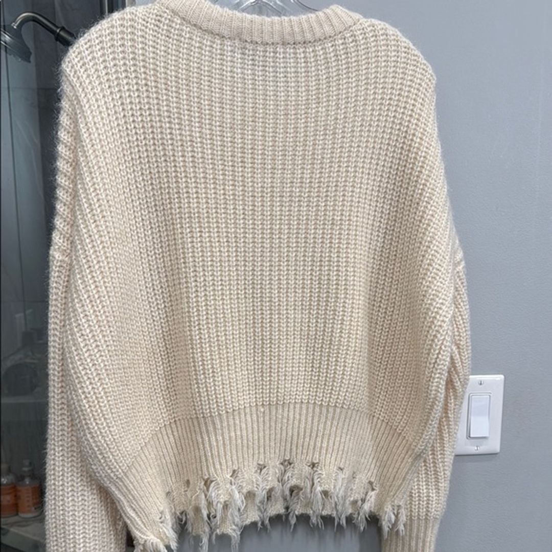 FAVLUX Cream Chunky Knit Crew Neck Sweater