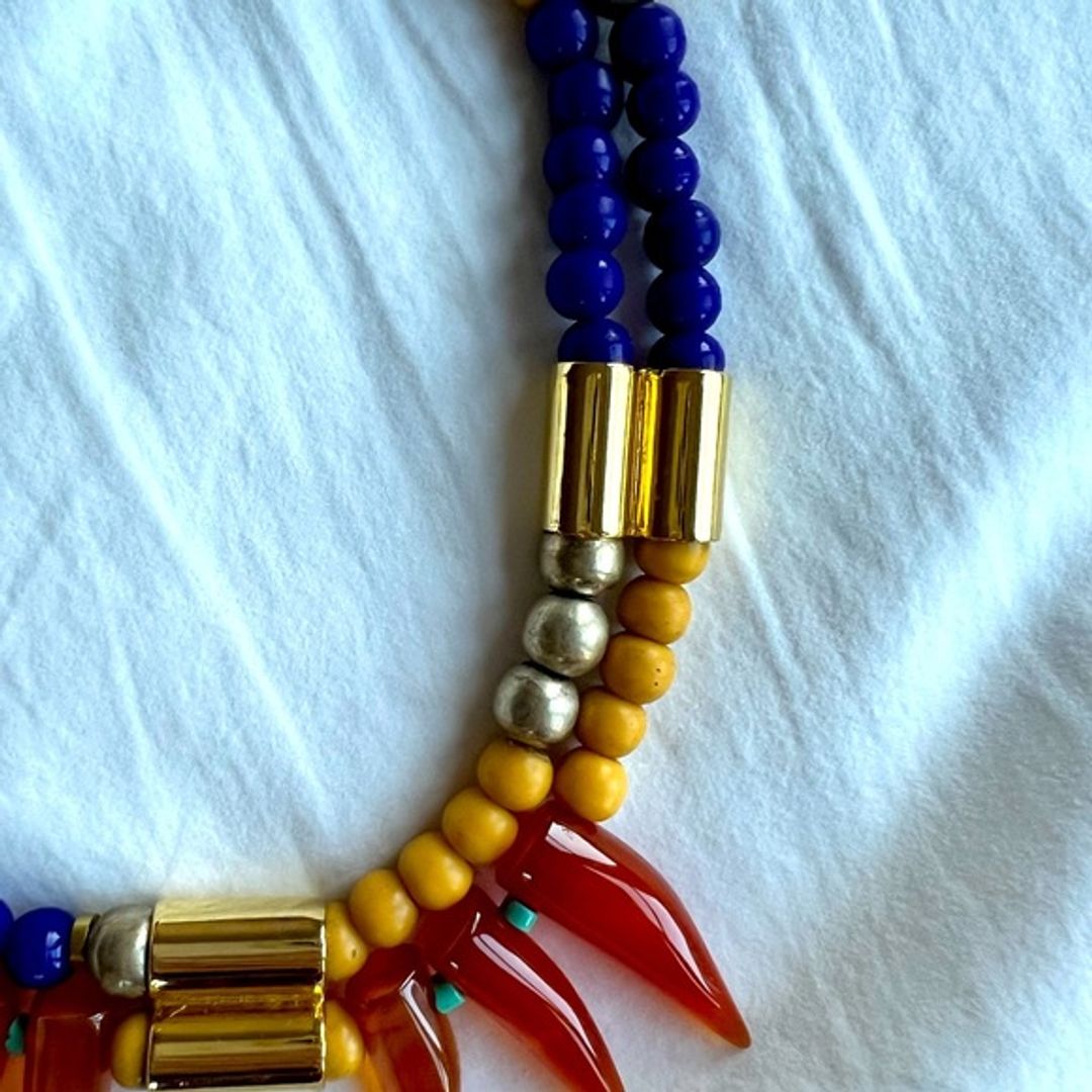 Lizzie Fortunato Gold-Tone Necklace with Resin, Carved Carnelian & Bead Turquoise