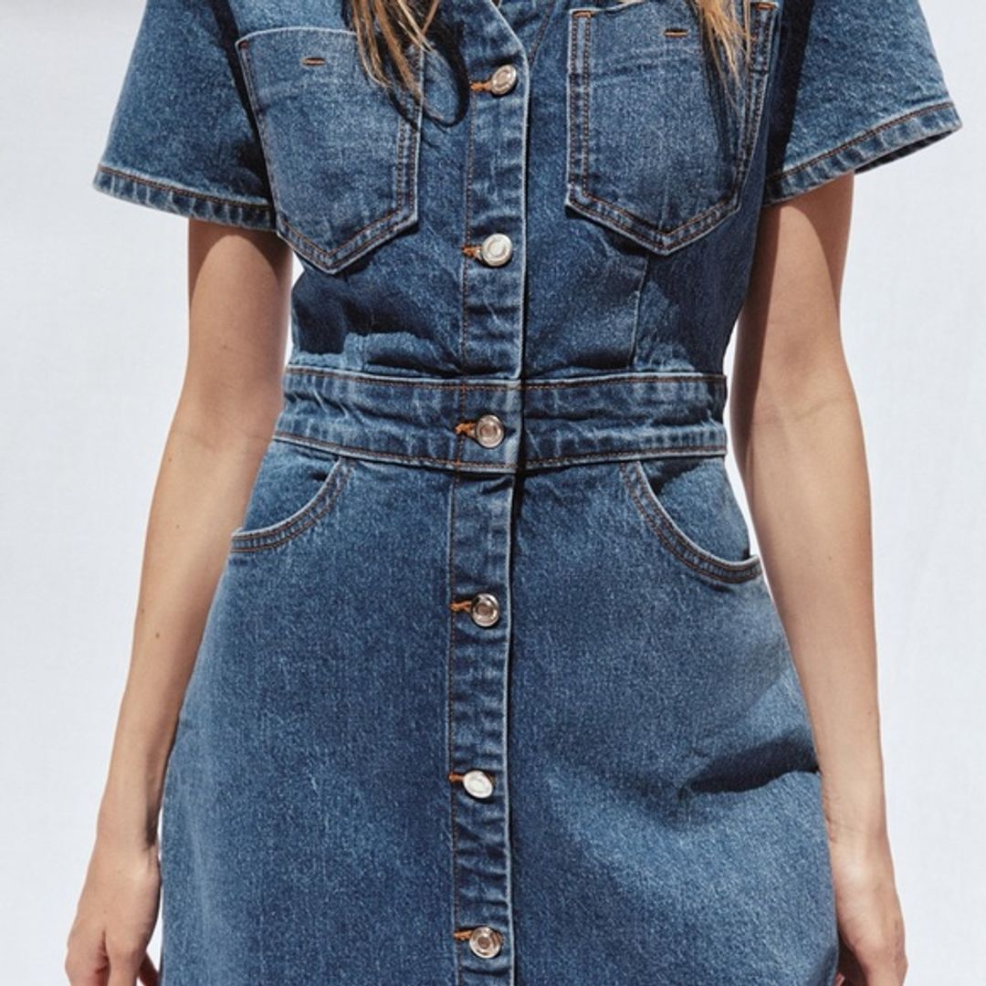 Zara Blue Denim Button-Down Dress