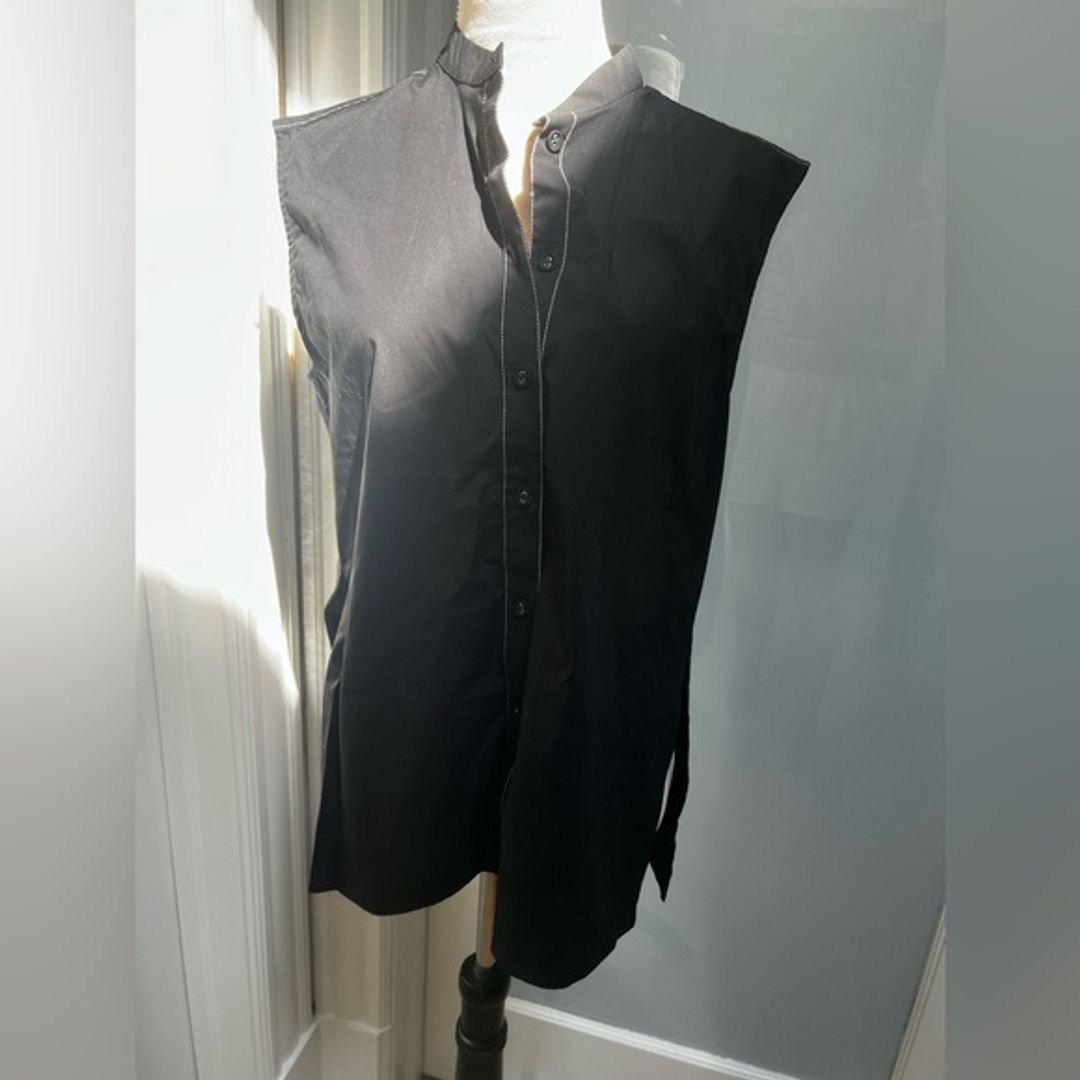 ARGENT black cotton sleeveless button-up blouse size Large