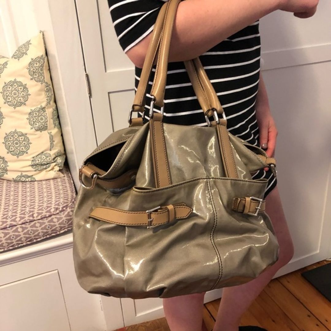 Tod's Coated Canvas Bag with Cream Color Features