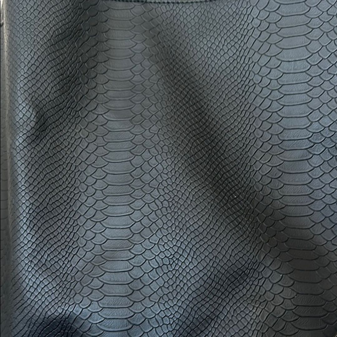 Bloomingdale's Black Snakeskin Textured Tote Handbag