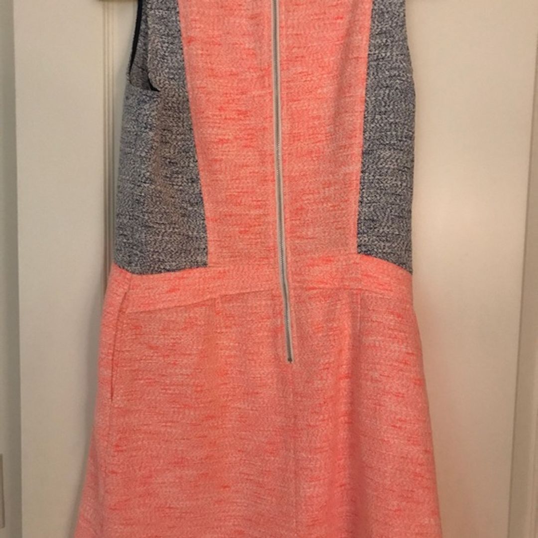 Sea Orange & Blue Sleeveless Tweed Dress