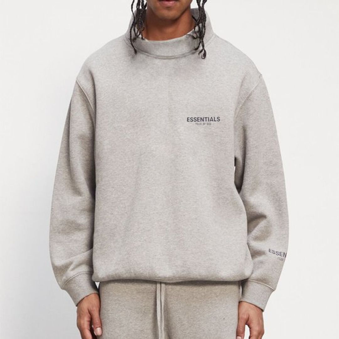 Essentials Fear of God Mock Neck Heathered Gray Sweatshirt