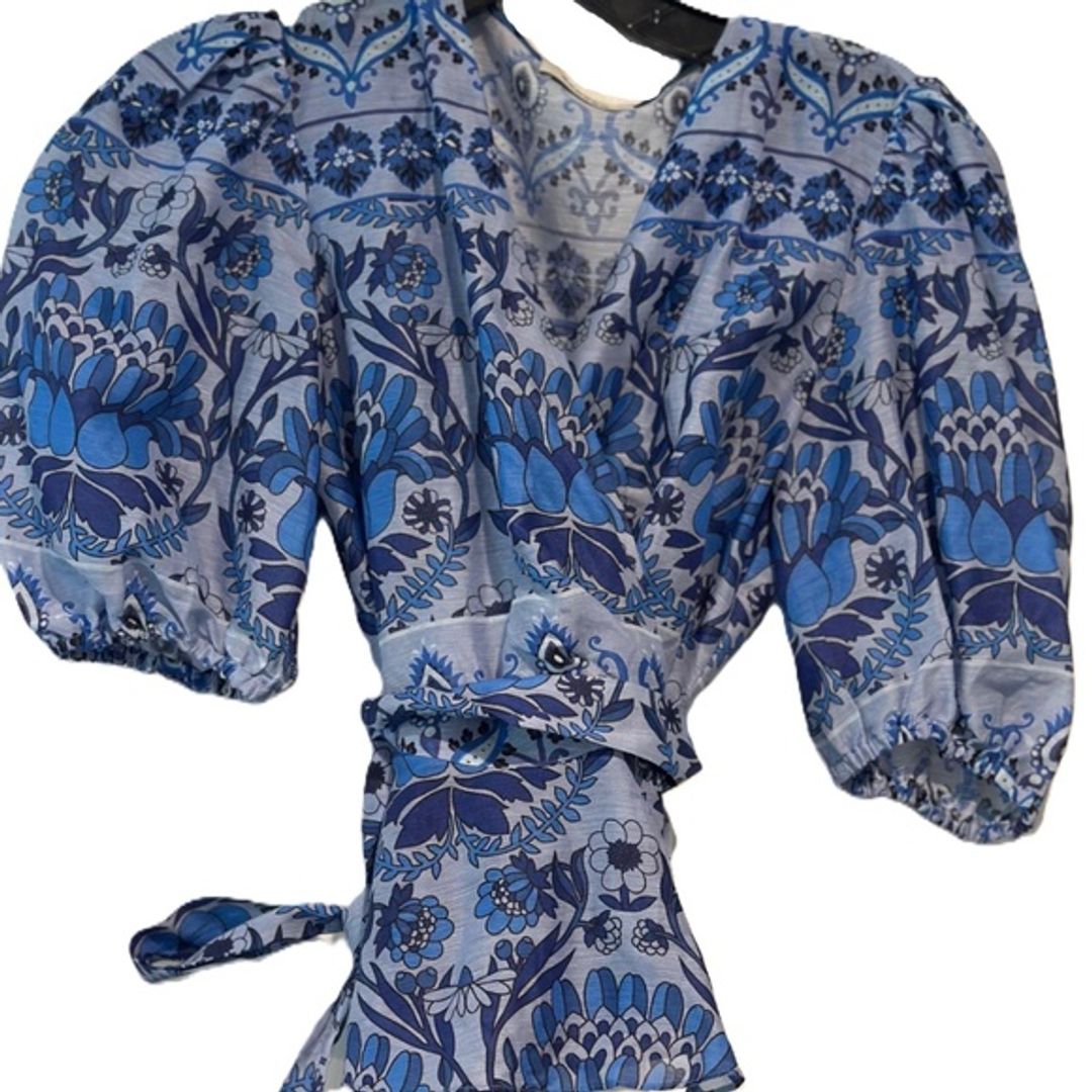 Sandro Cropped Printed Wrap Top