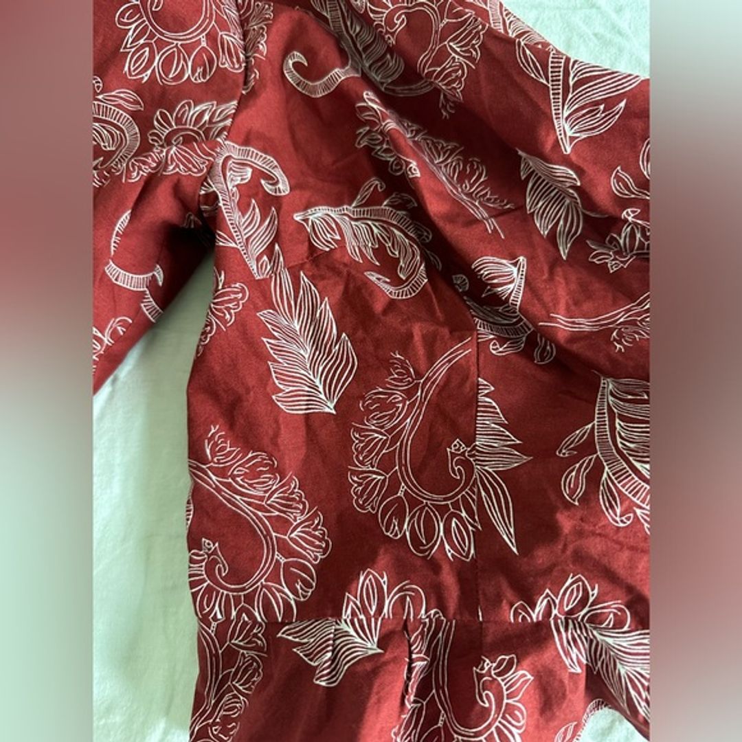 Anthropologie One Shoulder Peplum Blouse  Red