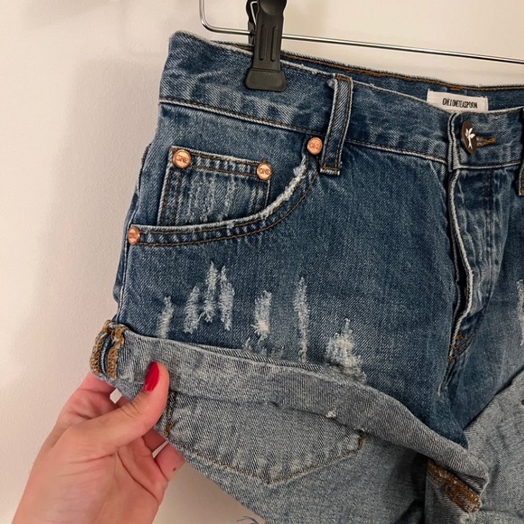 One Teaspoon Bandit Mini Denim Jean Distressed Cutoff Shorts