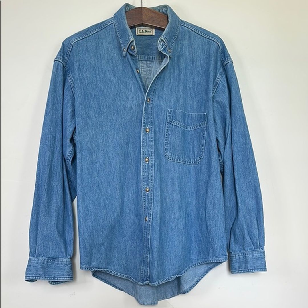 L.L. Bean Denim Vintage 90s Button Down Denim Shirt