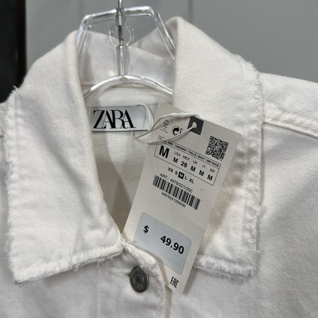 NWT Zara White Jean Jacket Oversized Fit