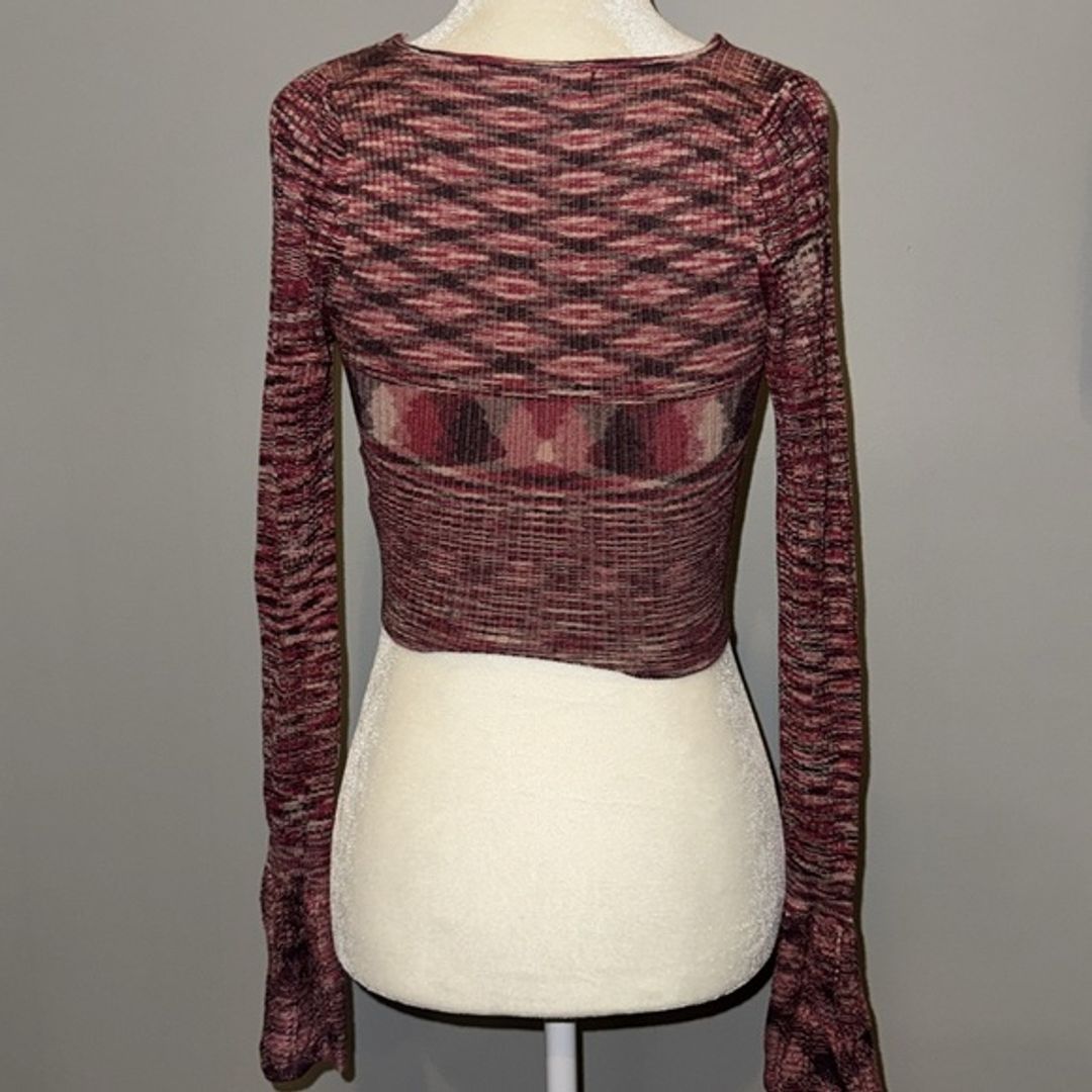 Urban Outfitters Red Ribbed Long Sleeve Bodysuit