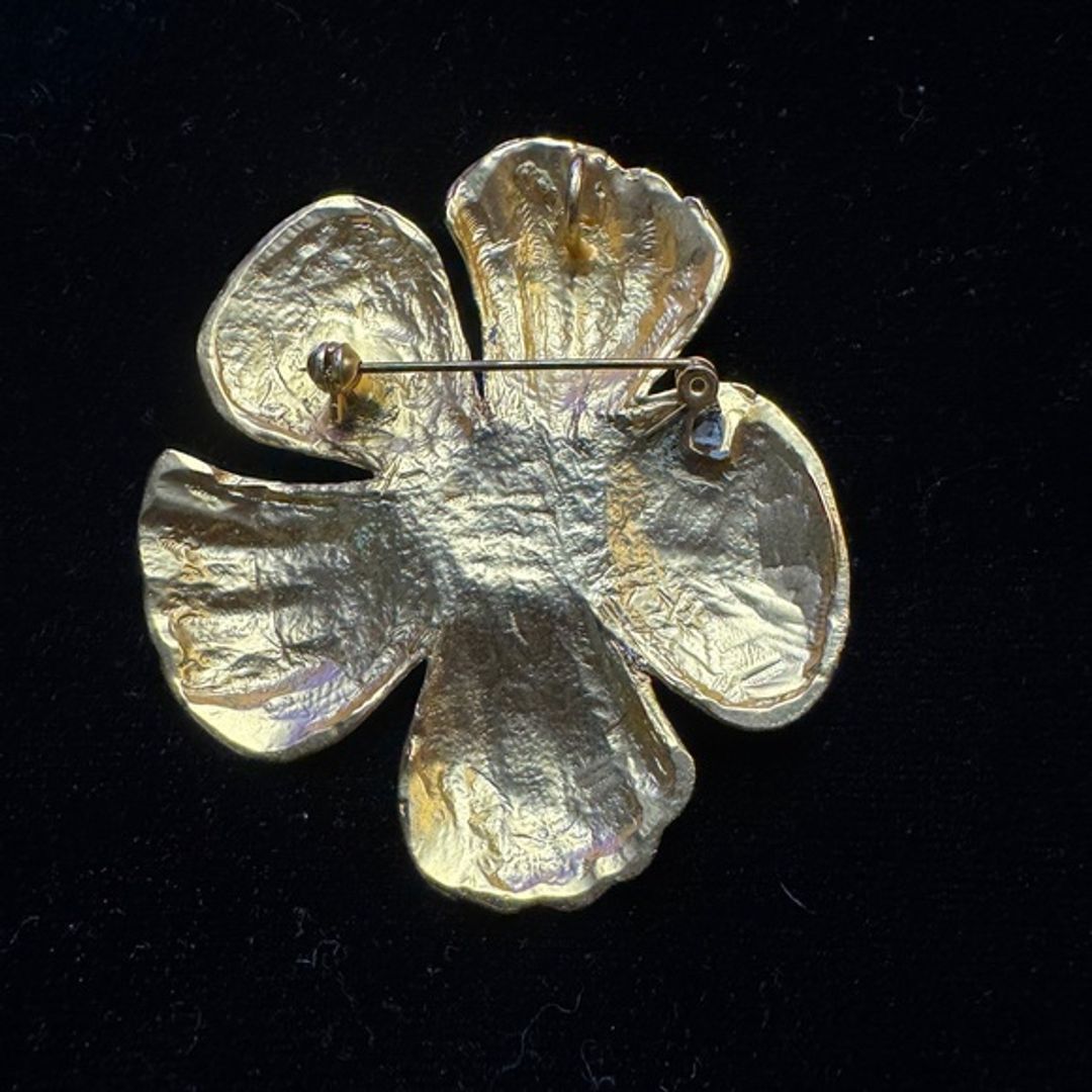 VTG Gold Flower Brooch or Pendant with Pearl Center