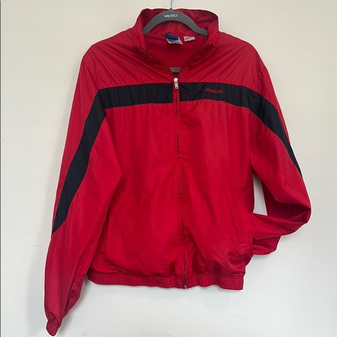 Classic Reebok Red and Black Windbreaker Jacket