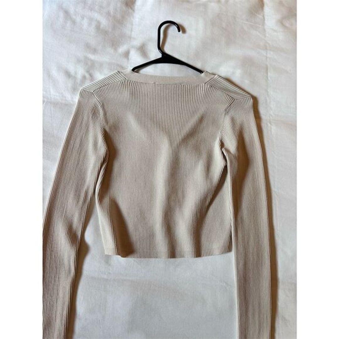 NWT Zara Women's Beige Ribbed Knit Cropped Cardigan