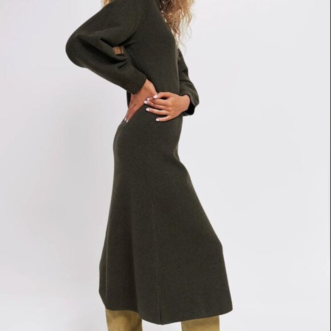 Tuckernuck Moss Green Torie Maxi Turtleneck Sweater Dress