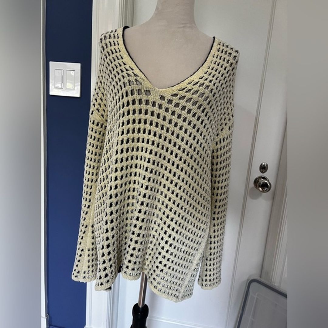 Wolford reversible 100% wool knit net long-sleeve top NWT $660.00 Afterglow/Navy