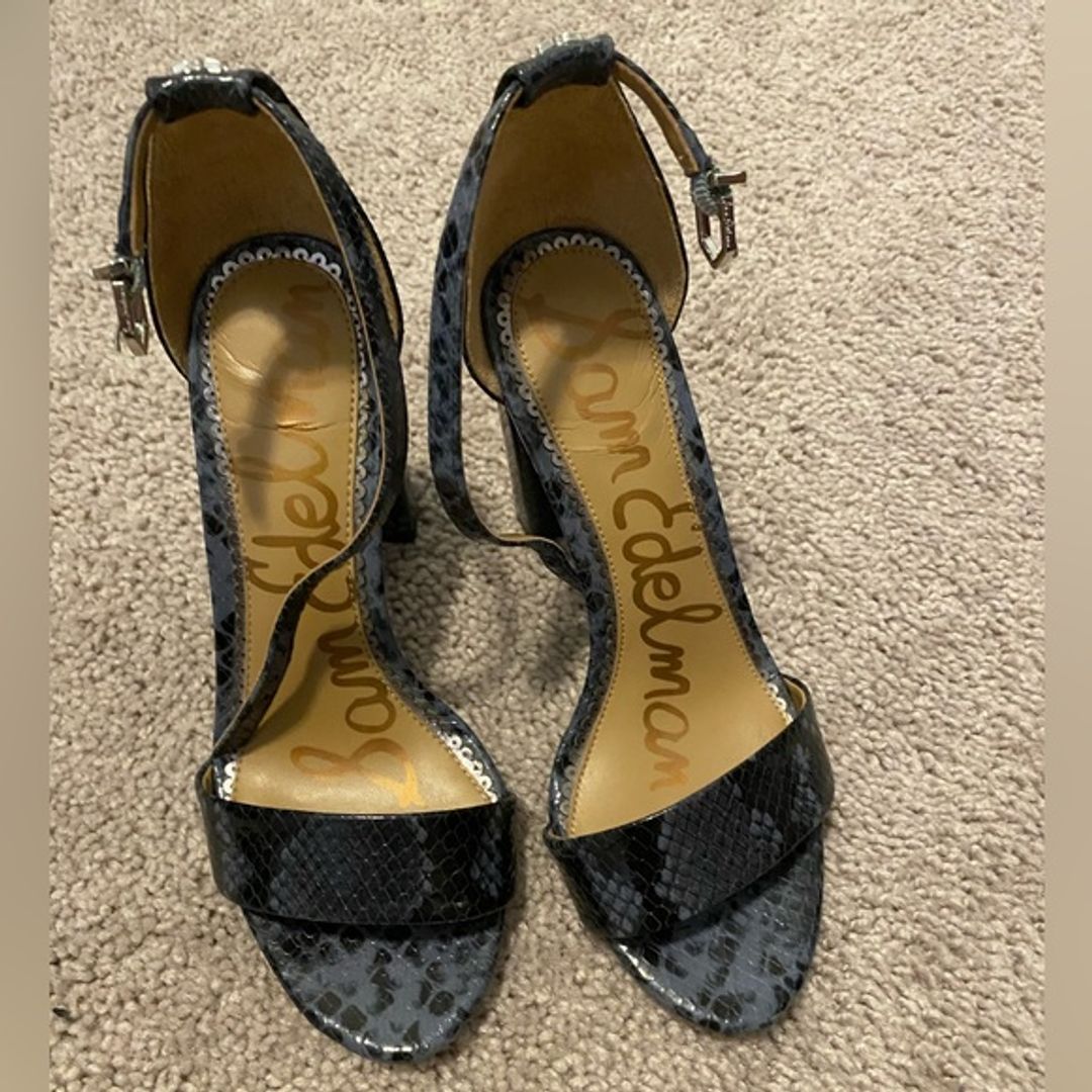 Sam Edelman Yaro Heel in Blue & Black Snakeskin