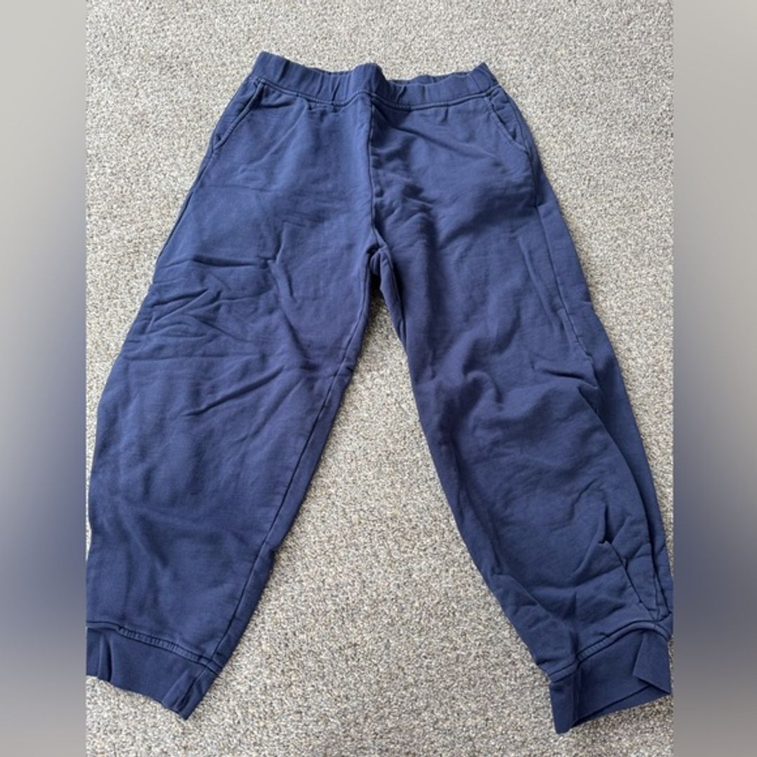 Left on Friday- cropped trendy sweatpants. Size large. Has some wear.