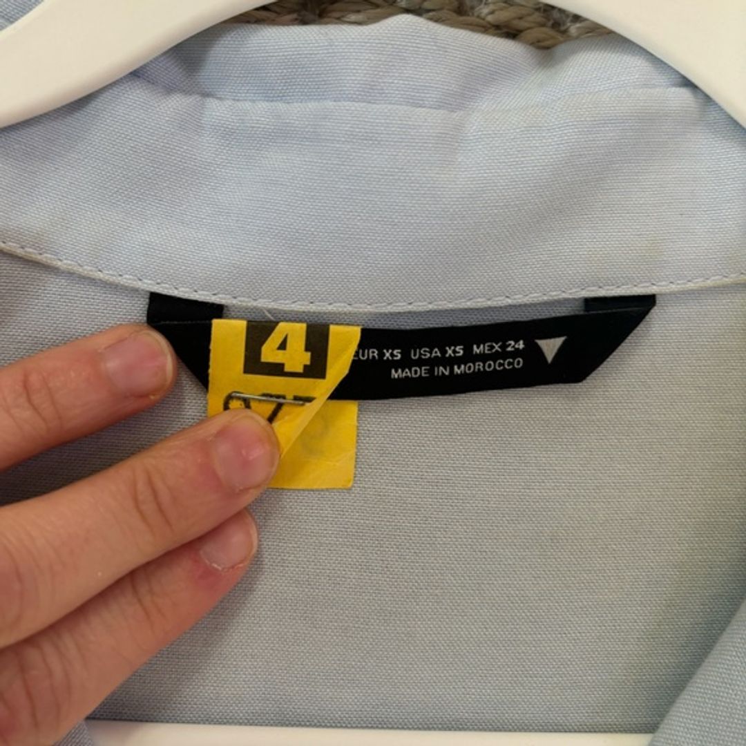 Zara Light Blue Collard Mini Dress with Waist Tie