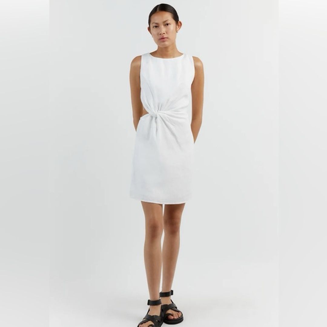 Dissh Leilani White Linen Mini Dress