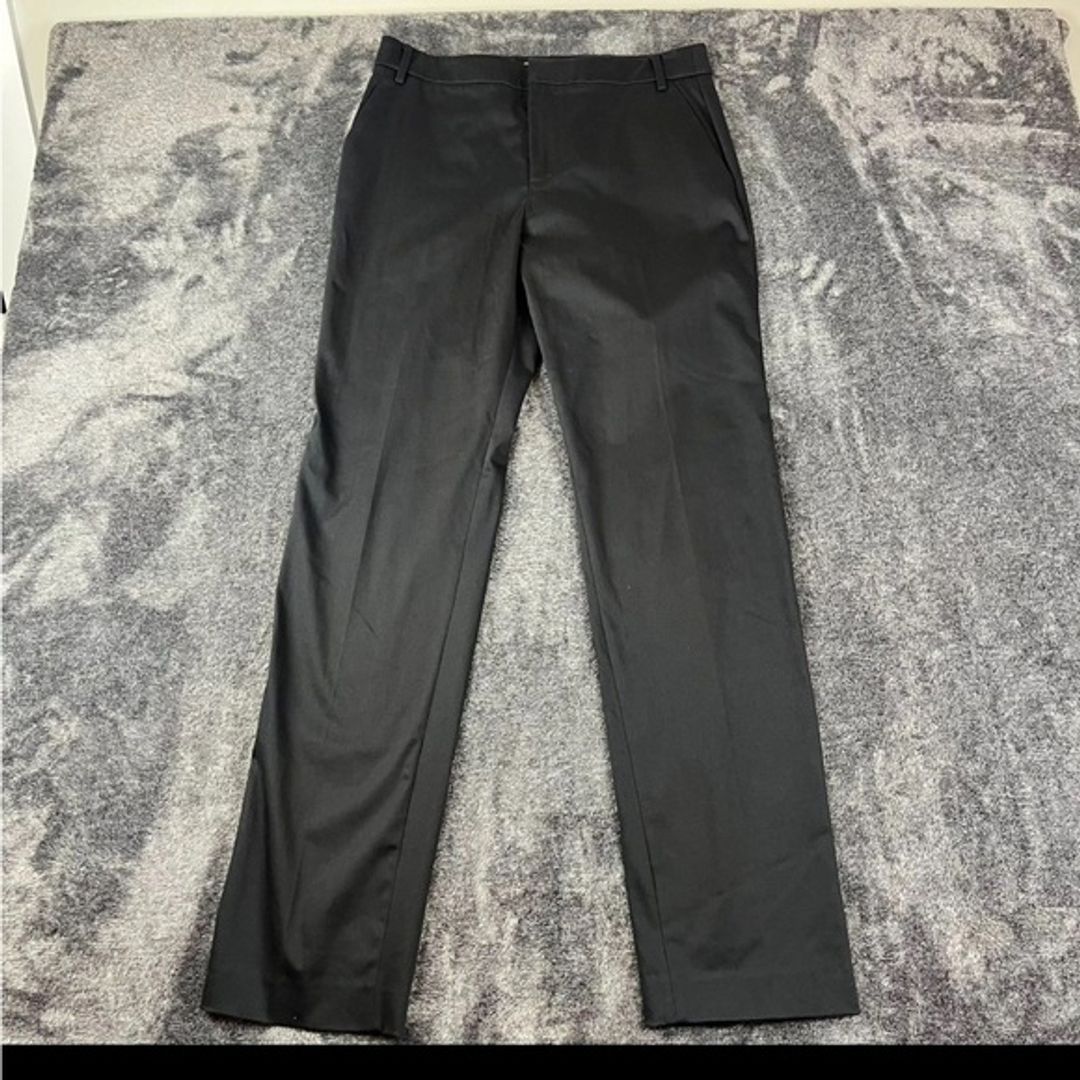 TIBI Dress Pants Black Sz 6 15.5” Split Ankle Back Chino Stretch Flat Front