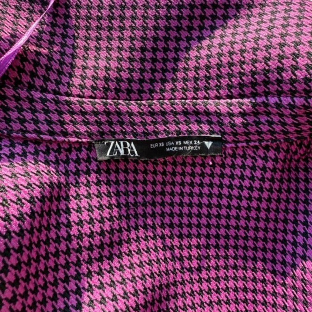 Zara Purple Houndstooth Cropped Blazer Top