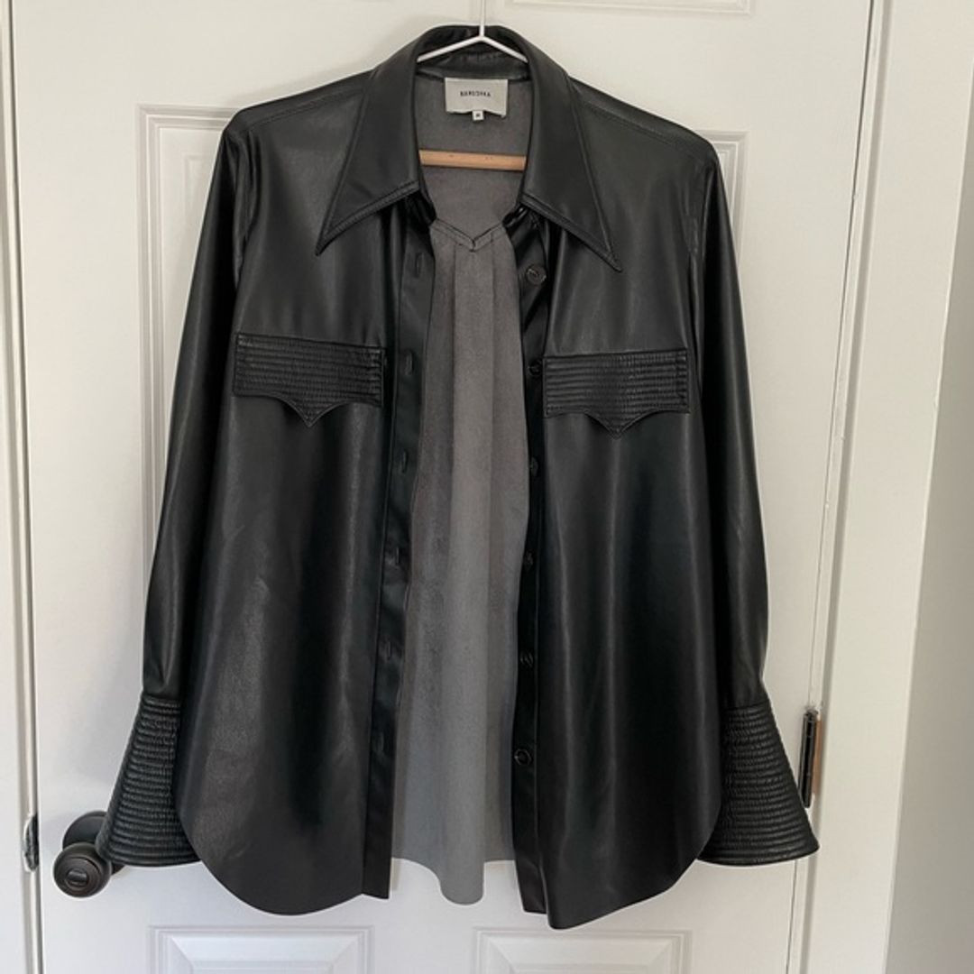 Nanushka Black Vegan Leather Elpi Shirt