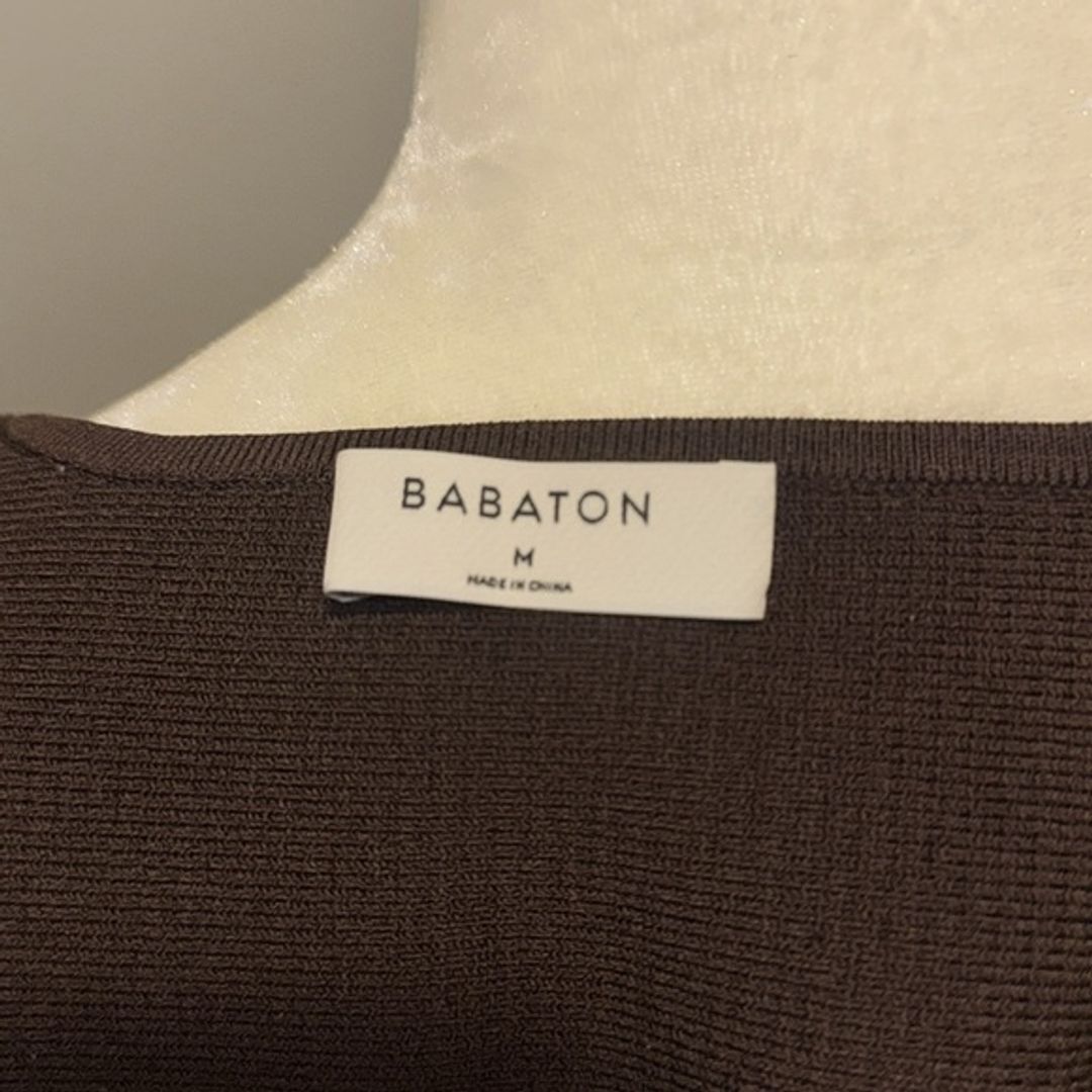 Babaton Brown Ribbed Sleeveless Crop Tank Top