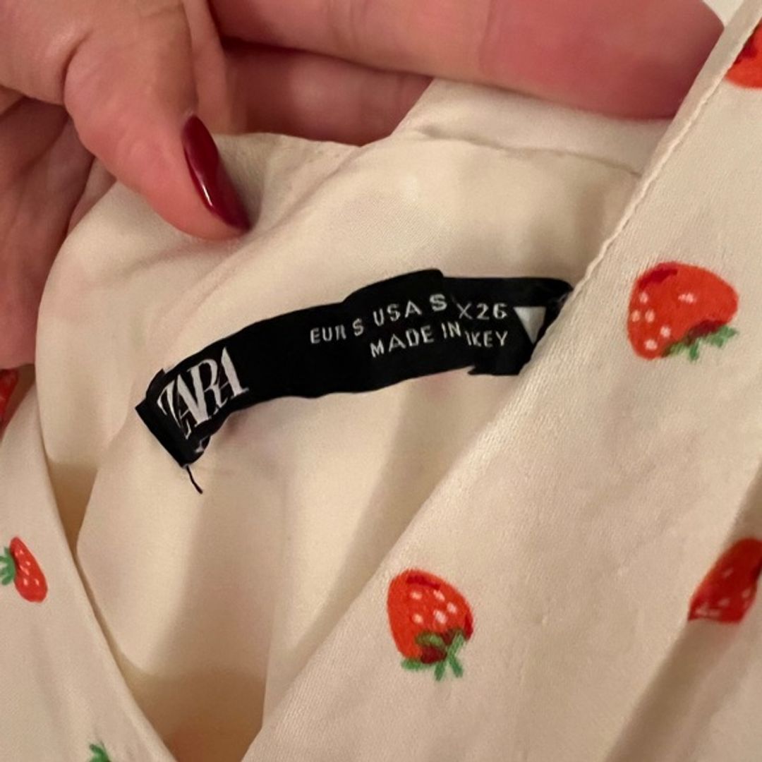 Zara Viral Strawberry Plunge V Neck Satin Dress