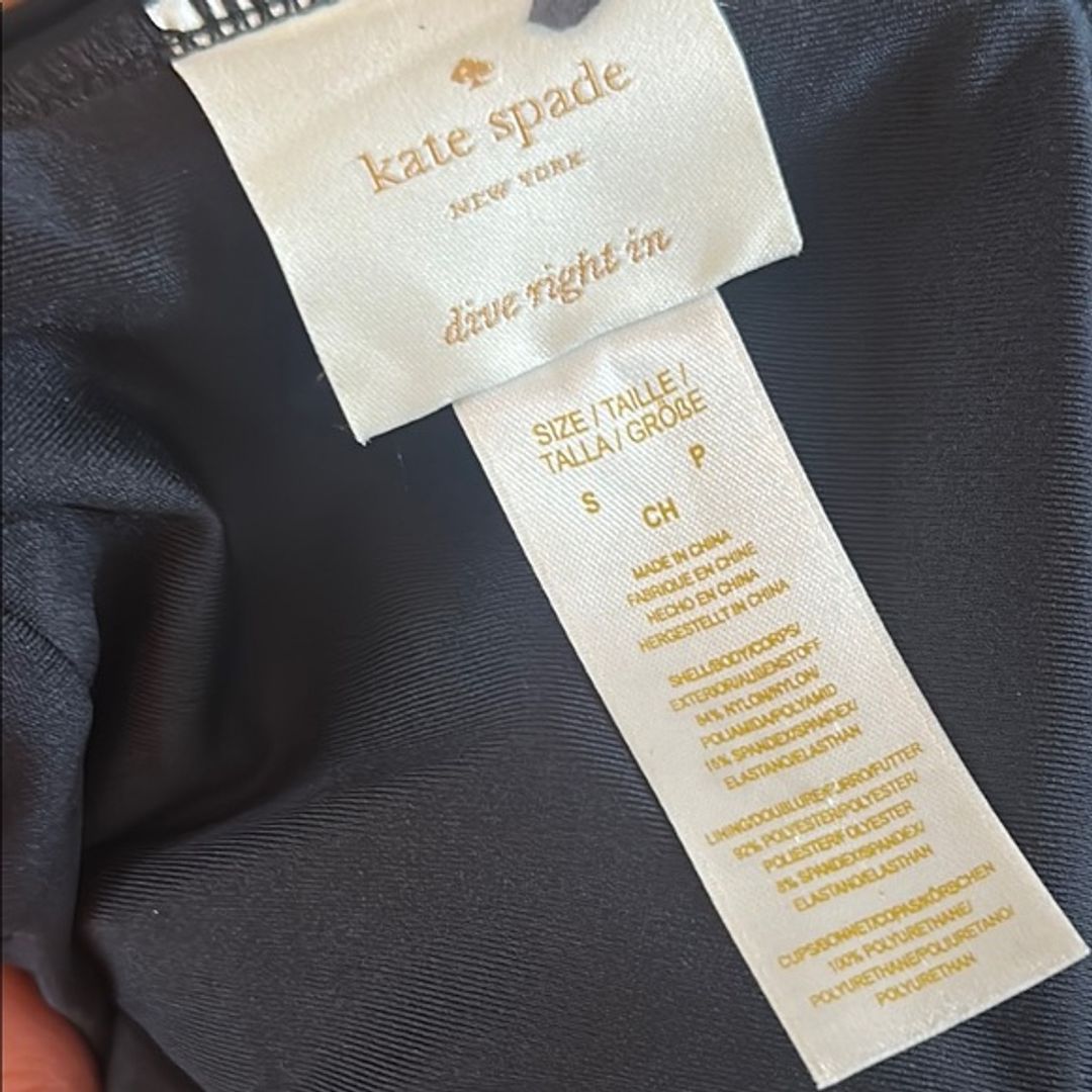 Kate Spade Black One Piece Swimsuit with Sweetheart Scalloped Neckline