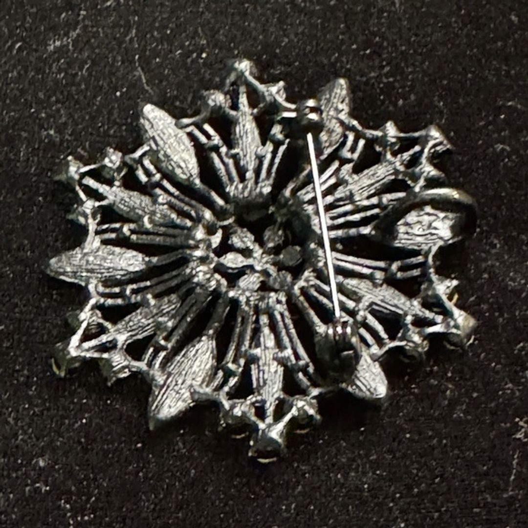 VTG Black and Silver Crystal Brooch