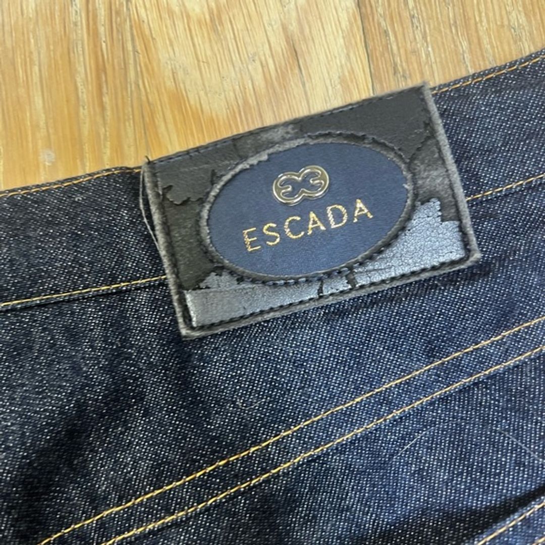 Escada Indigo Denim Jeans with Beading and Embroidery