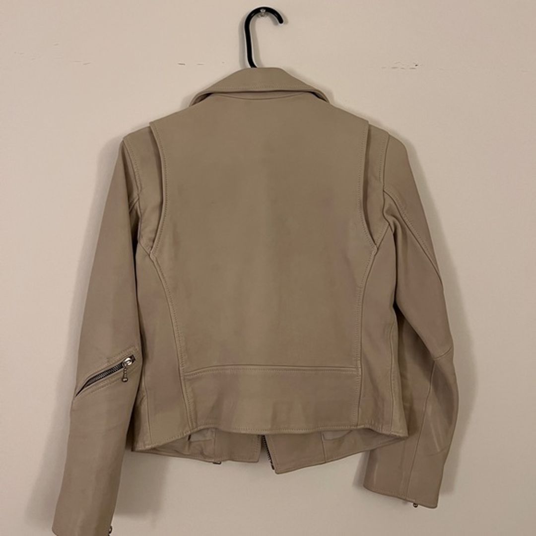 All Saints Dalby Cream Leather Motorcycle Biker Jacket