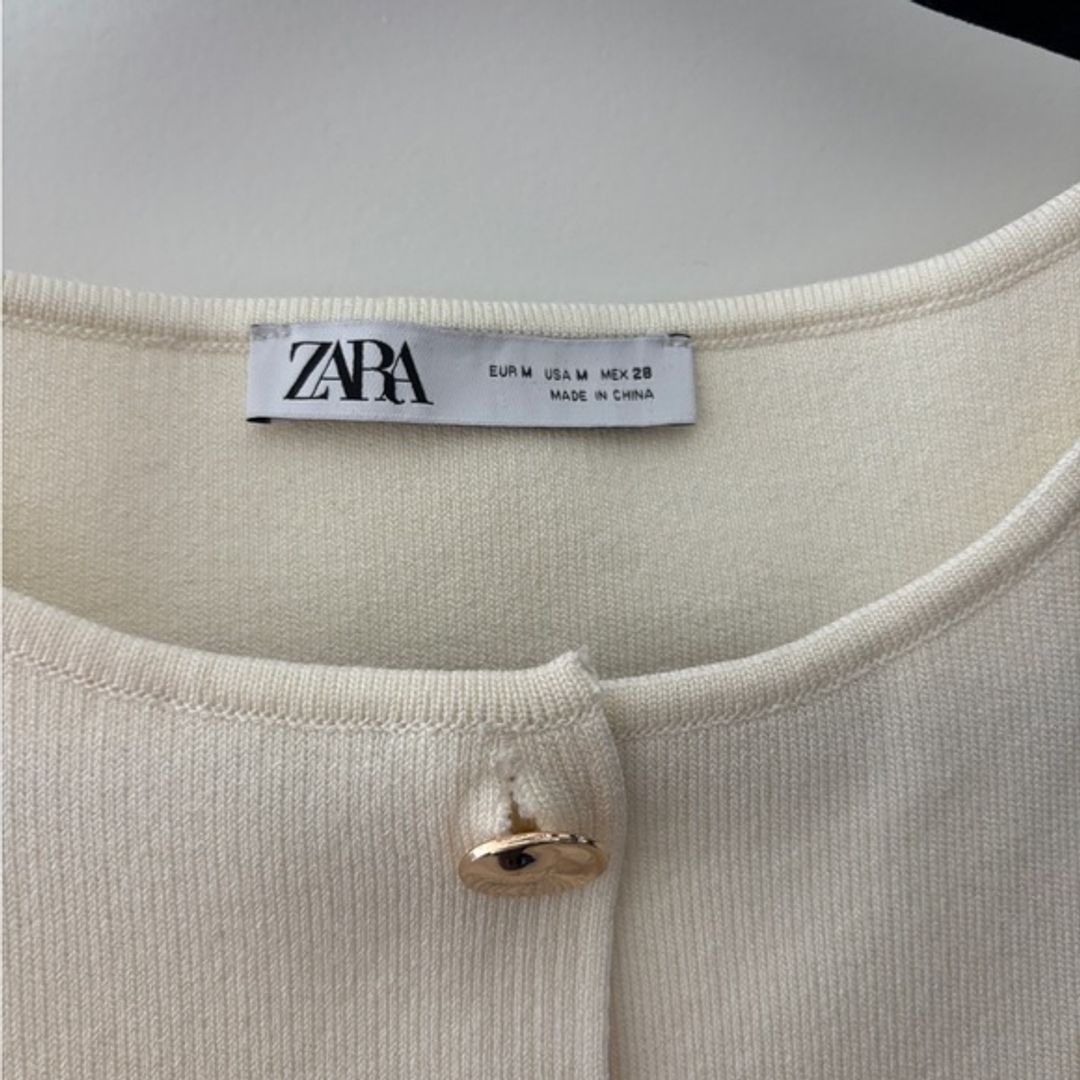 Zara Ivory Knit Top with Metallic Accent