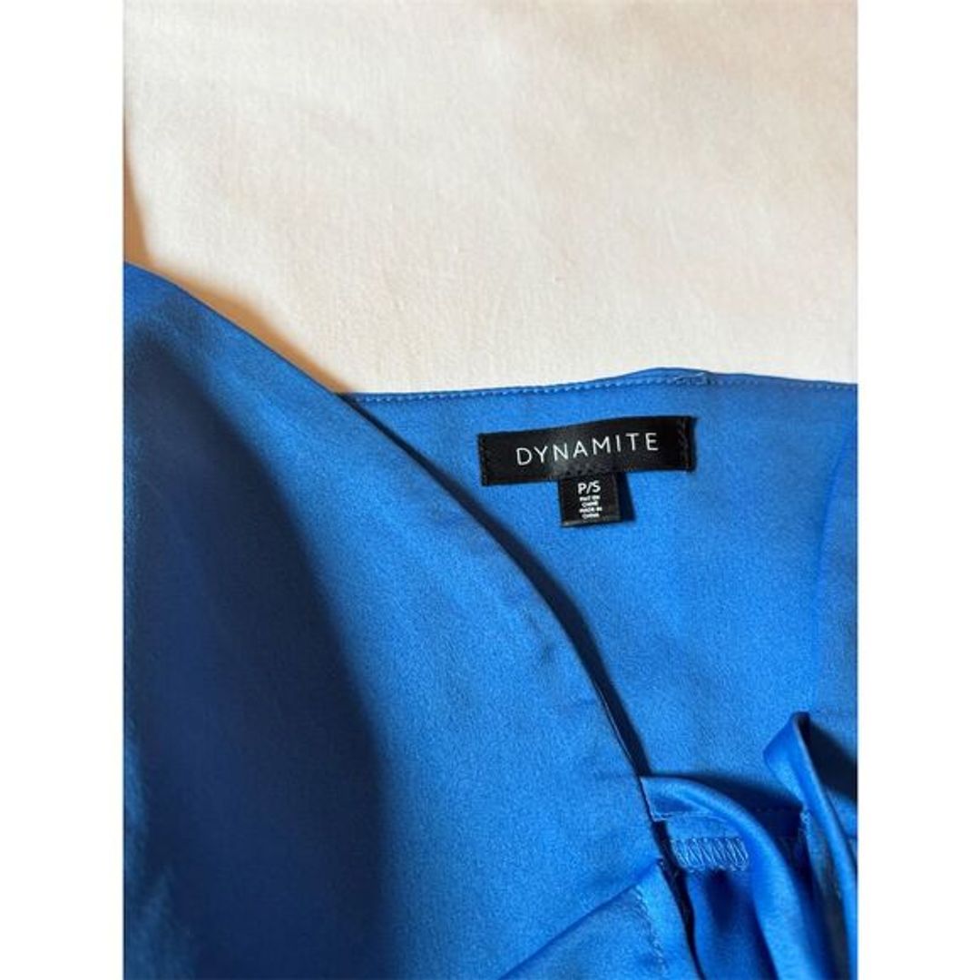 Dynamite Blue Satin Tie Front Cami Top